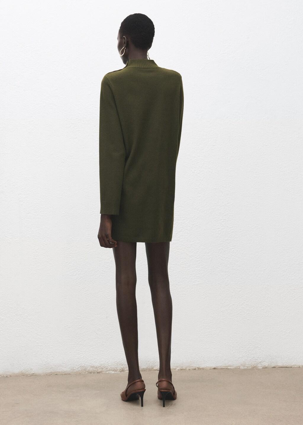 Khaki Button Knit Dress, Beige - Khaki, large image number 2