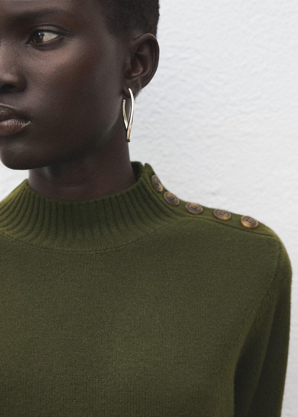 Khaki Button Knit Dress, 0201_37, large image number 4