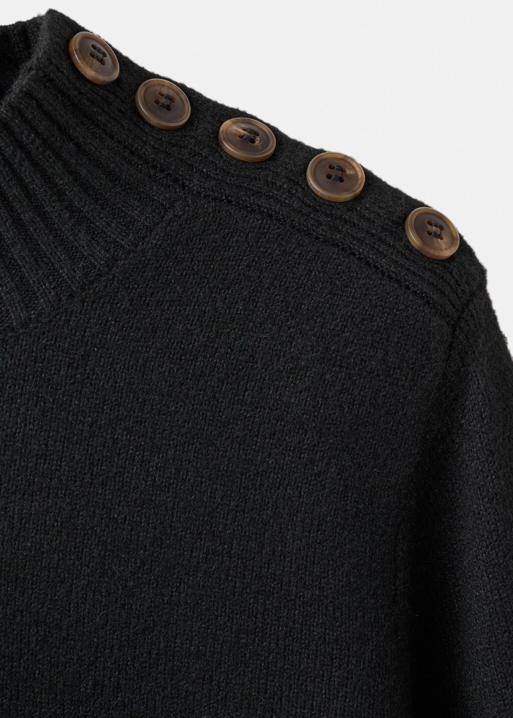 Black Button Knit Dress, Black, large image number 1