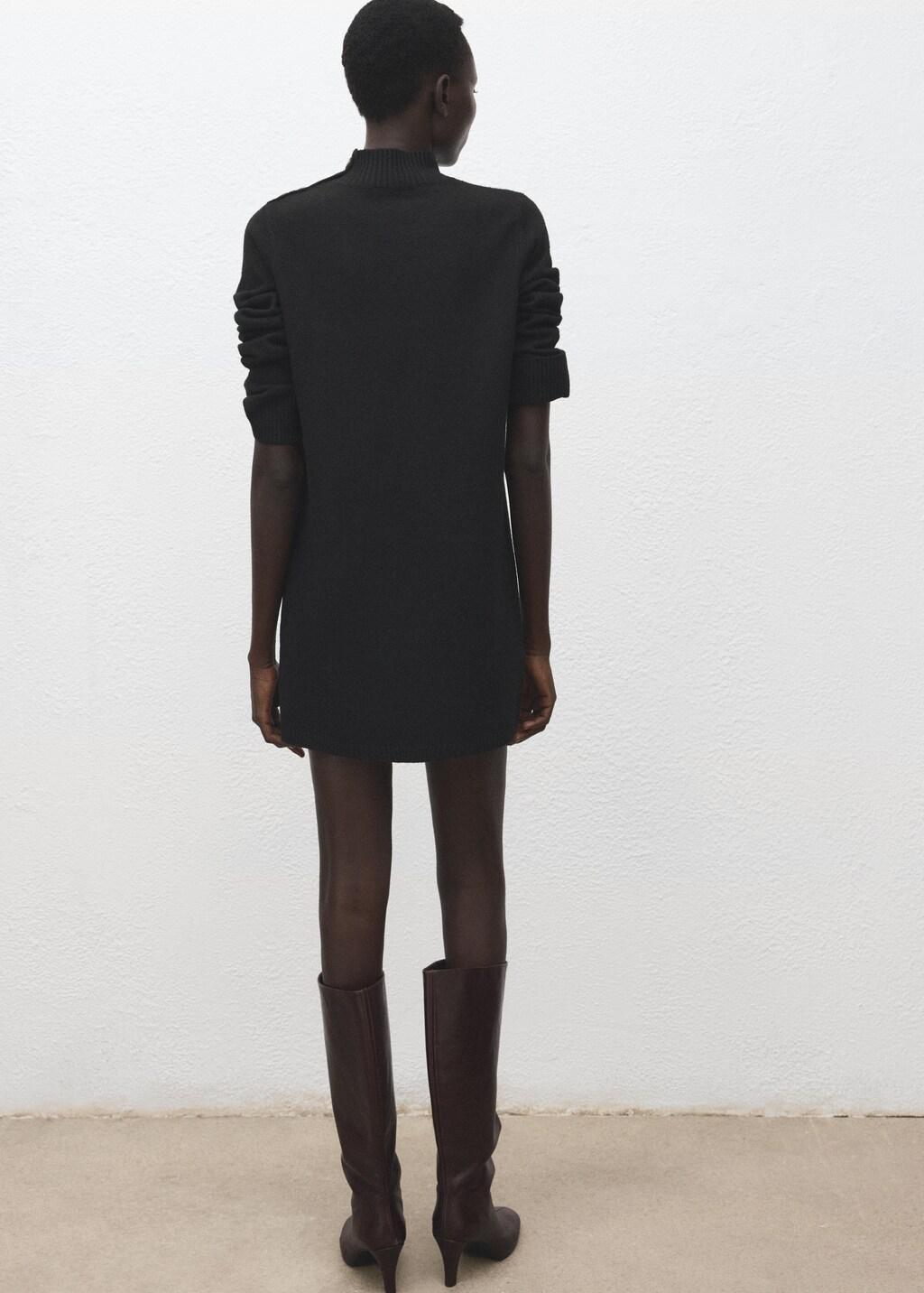Black Button Knit Dress, Black, large image number 2