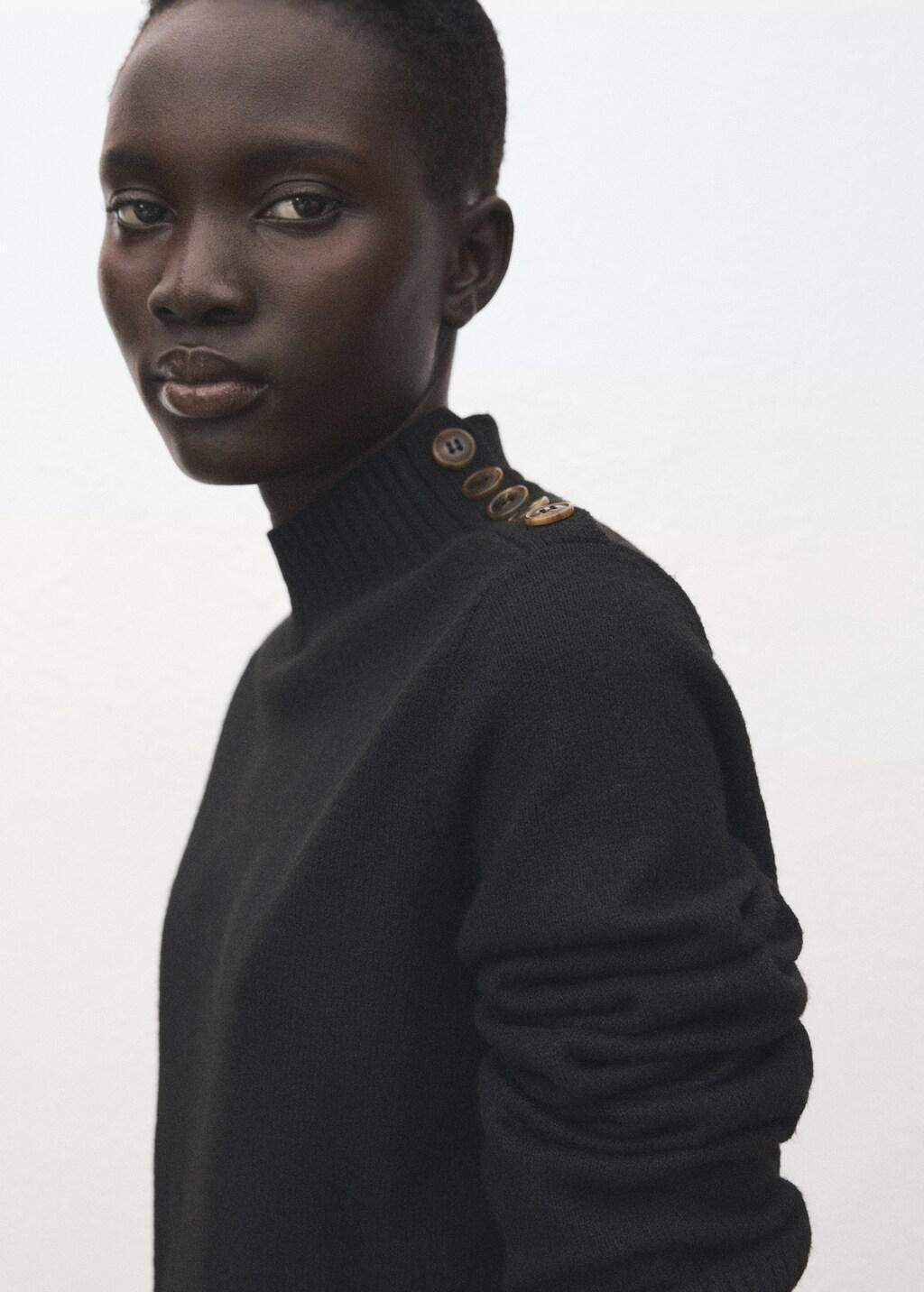 Black Button Knit Dress, 0201_99, large image number 4