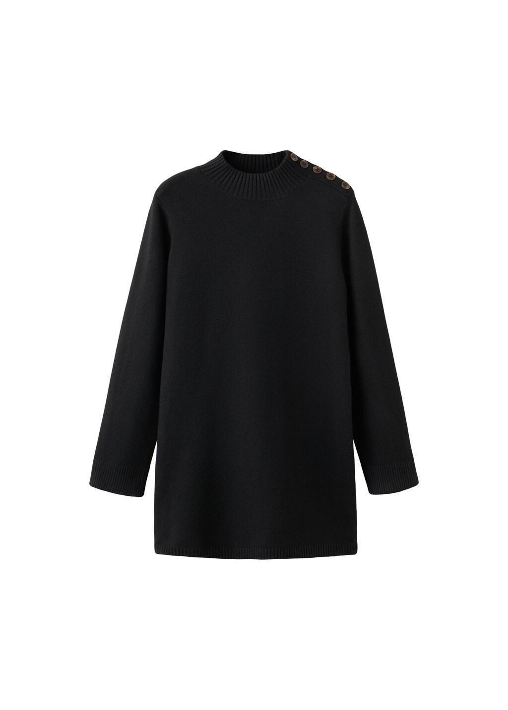 Black Button Knit Dress, Black, large image number 6
