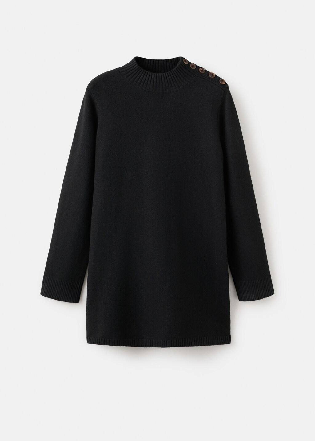 Black Button Knit Dress, Black, large image number 7