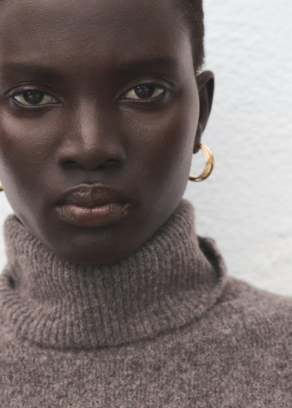 Brown Knitted Turtleneck Dress, 0201_35, large image number 4