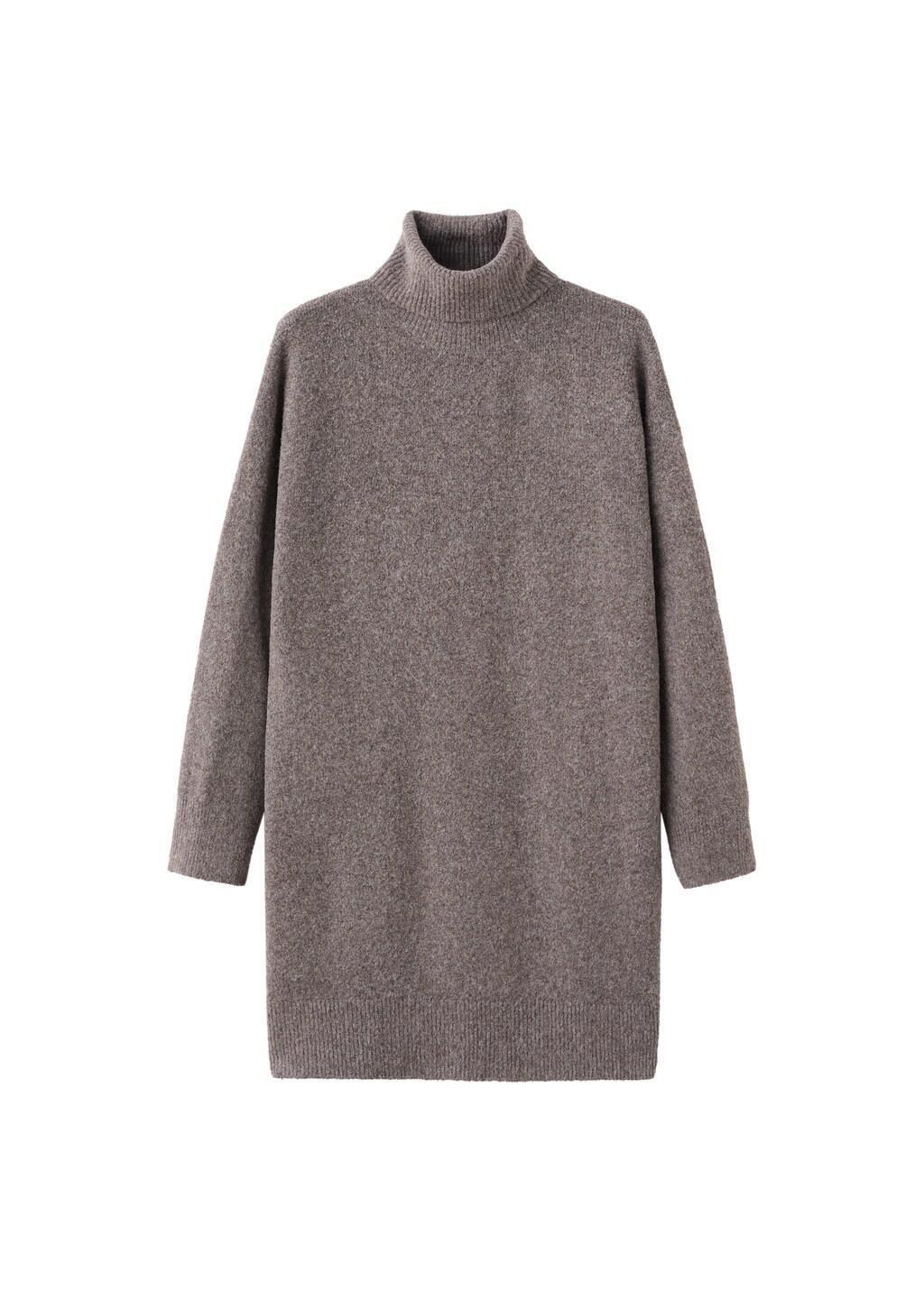 Brown Knitted Turtleneck Dress, 0201_35, large image number 7