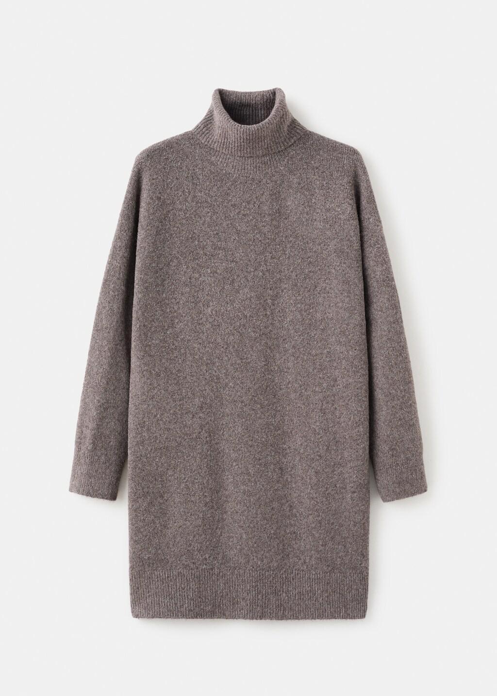 Brown Knitted Turtleneck Dress, 0201_35, large image number 8