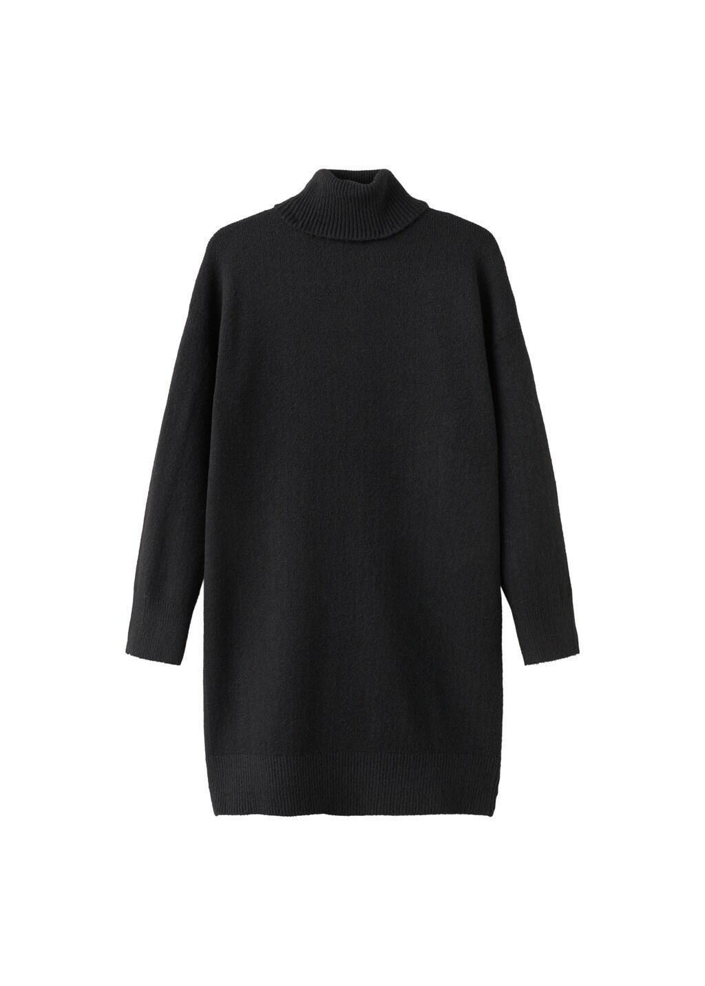 Black Knitted Turtleneck Dress, 0201_99, large image number 7