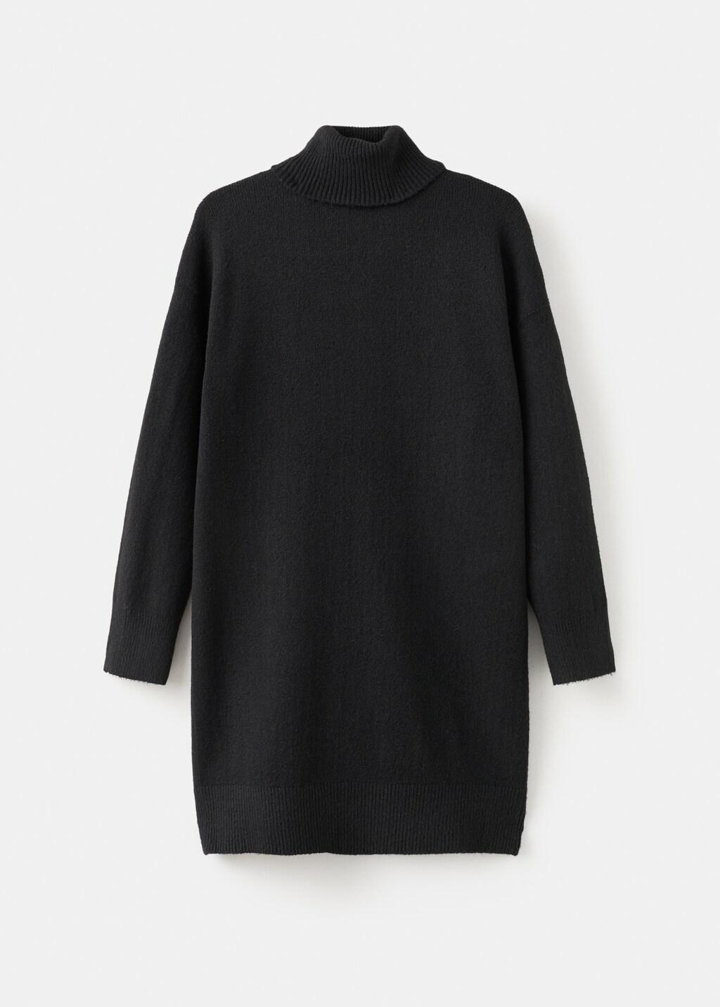 Black Knitted Turtleneck Dress, Black, large image number 8