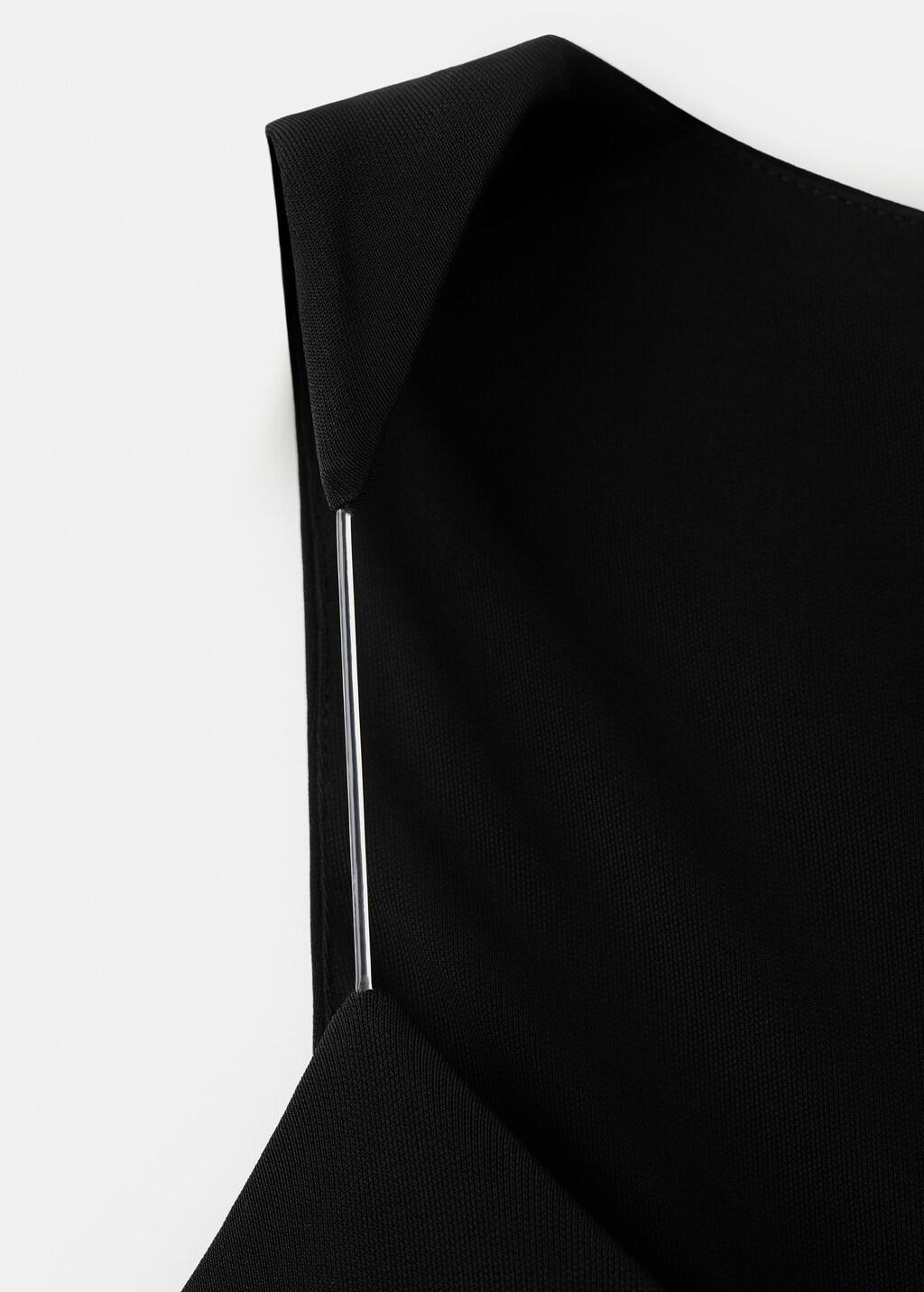 Black Fitted Dress With Transparent Straps, Black, medium