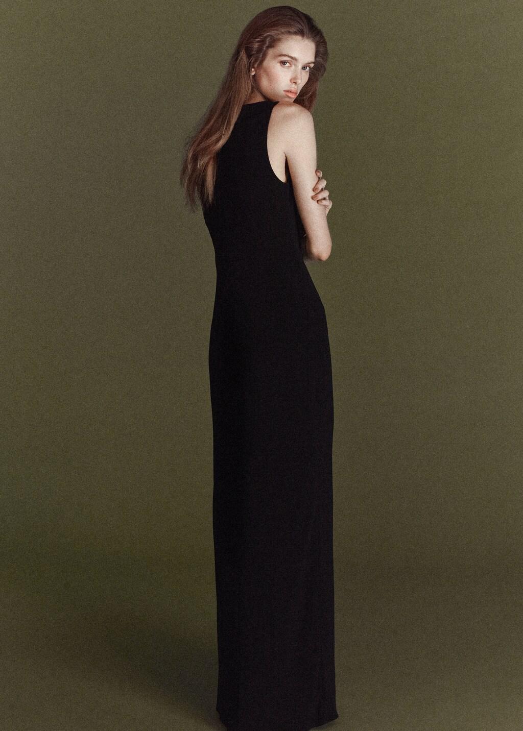 Black Fitted Dress With Transparent Straps, 0201_99, large image number 2