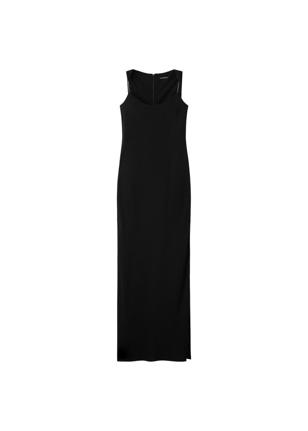 Black Fitted Dress With Transparent Straps, Black, large image number 5