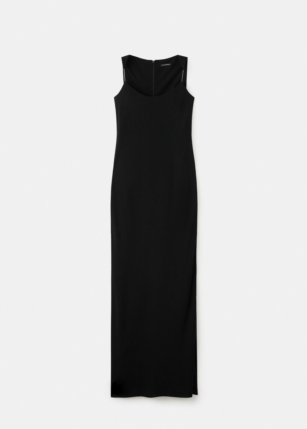 Black Fitted Dress With Transparent Straps, Black, large image number 6