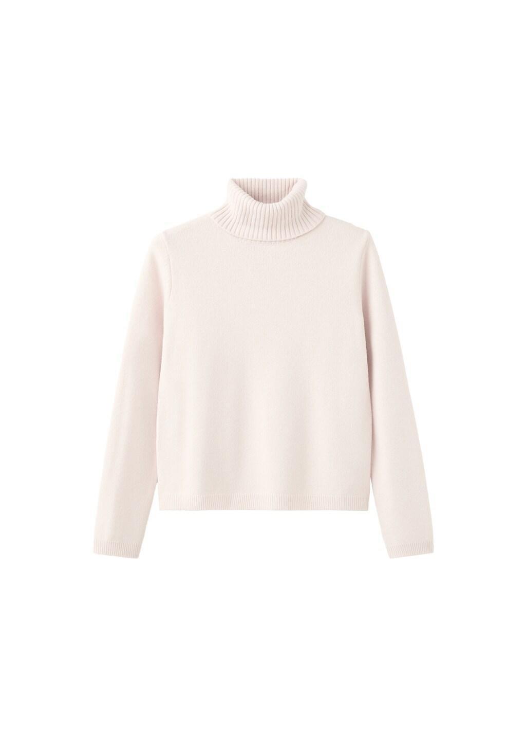 Beige Turtleneck Knitted Sweater, 0201_05, large image number 7