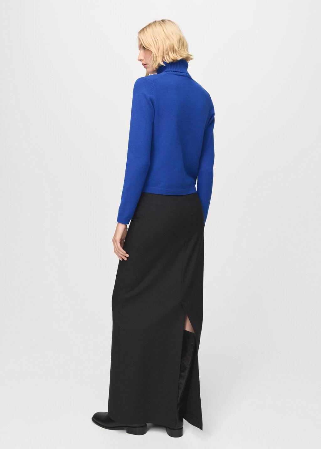 Blue Turtleneck Knitted Sweater, Bright Blue, large image number 2