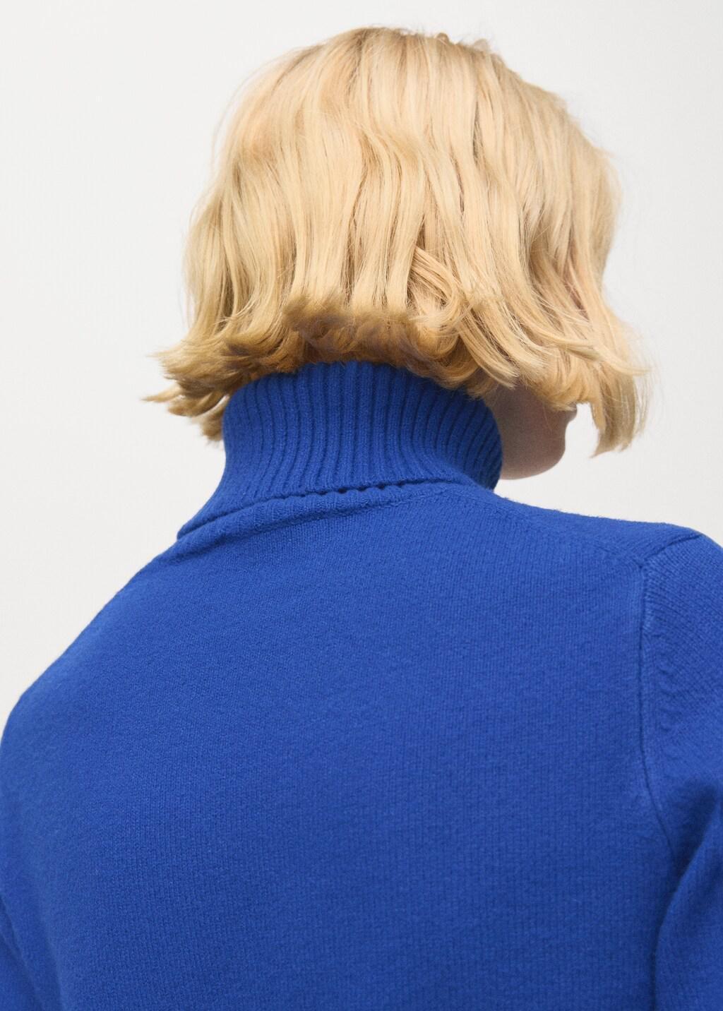 Blue Turtleneck Knitted Sweater, Bright Blue, large image number 4
