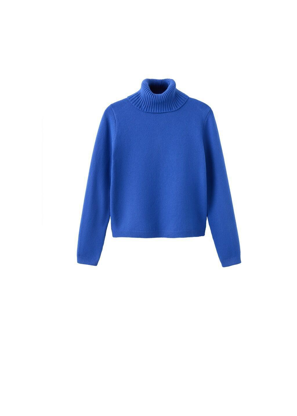 Blue Turtleneck Knitted Sweater, Bright Blue, large image number 7