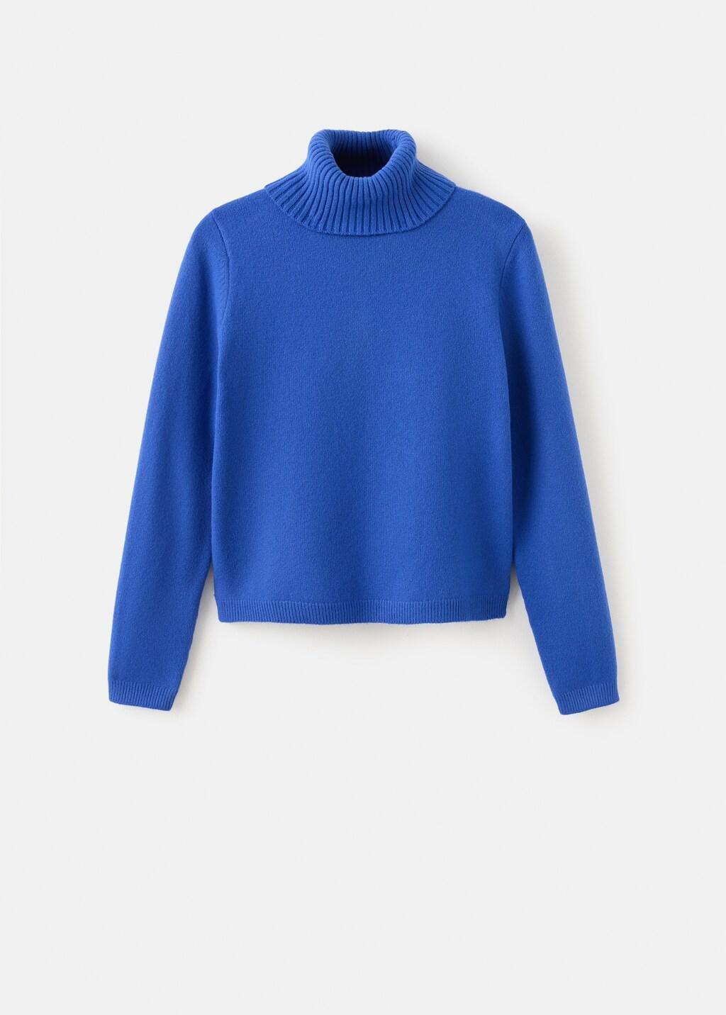 Blue Turtleneck Knitted Sweater, Bright Blue, large image number 8