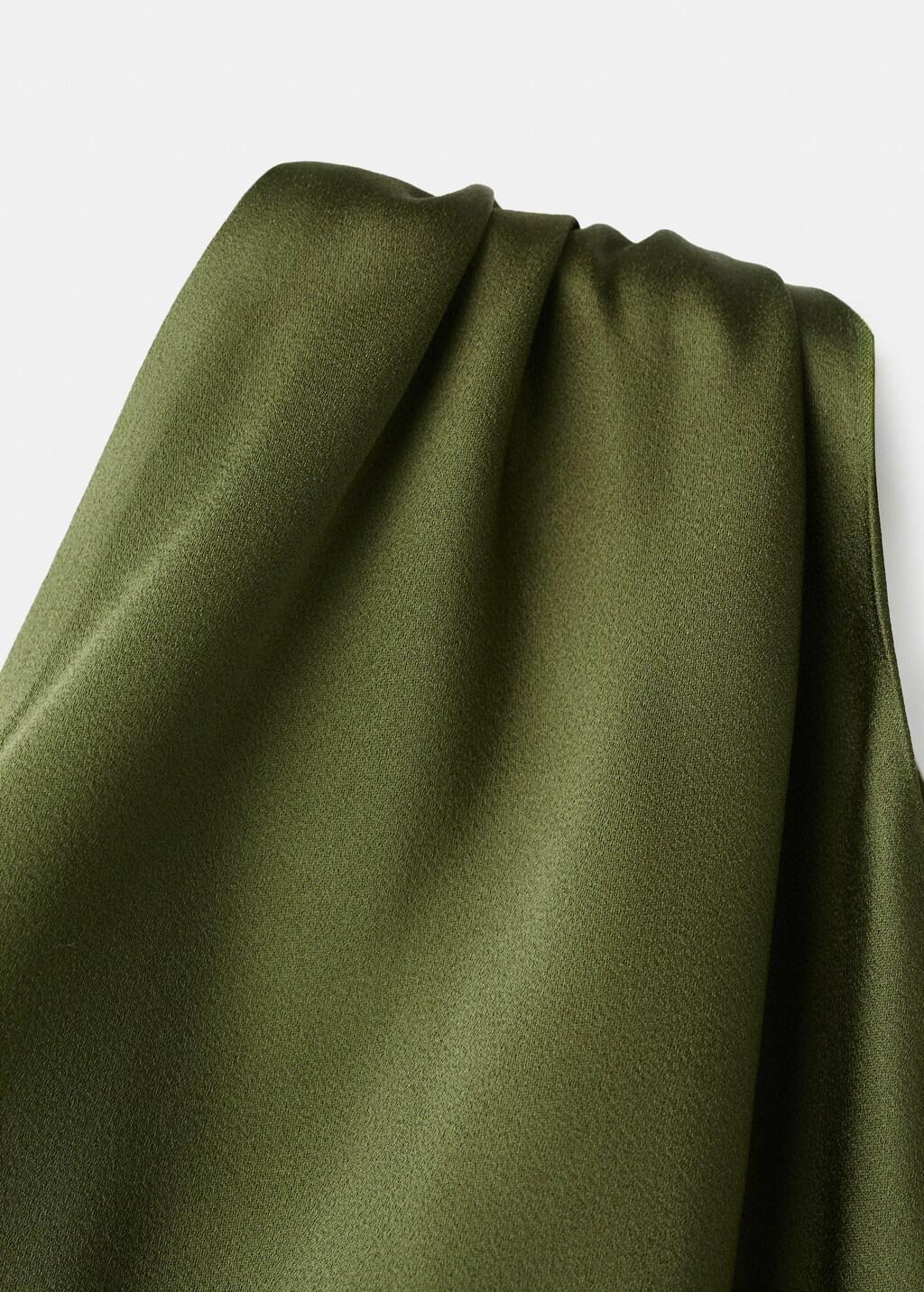 Green Asymmetrical Bow-Neck Dress, Dark Green, large image number 1