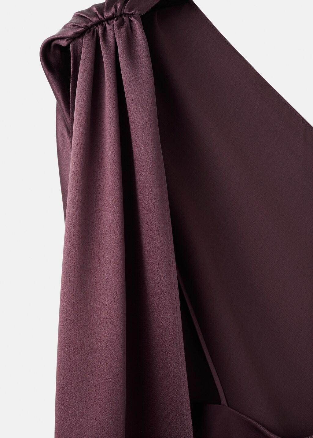 Purple Asymmetrical Bow-Neck Dress, Dark Red, large image number 4