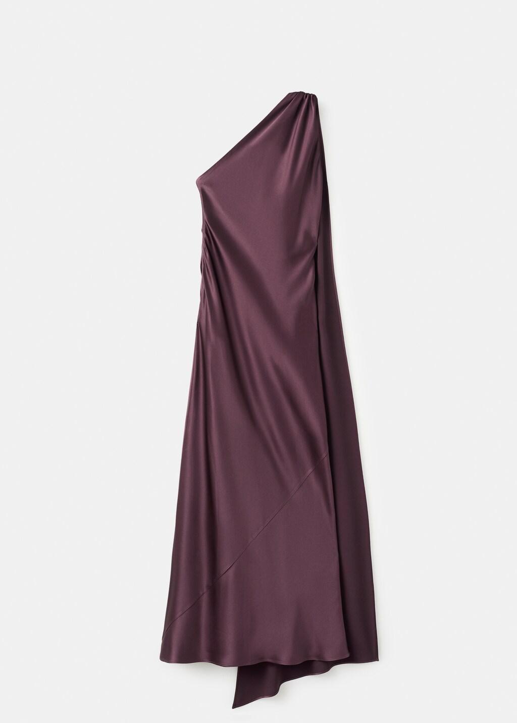 Purple Asymmetrical Bow-Neck Dress, Dark Red, large image number 6