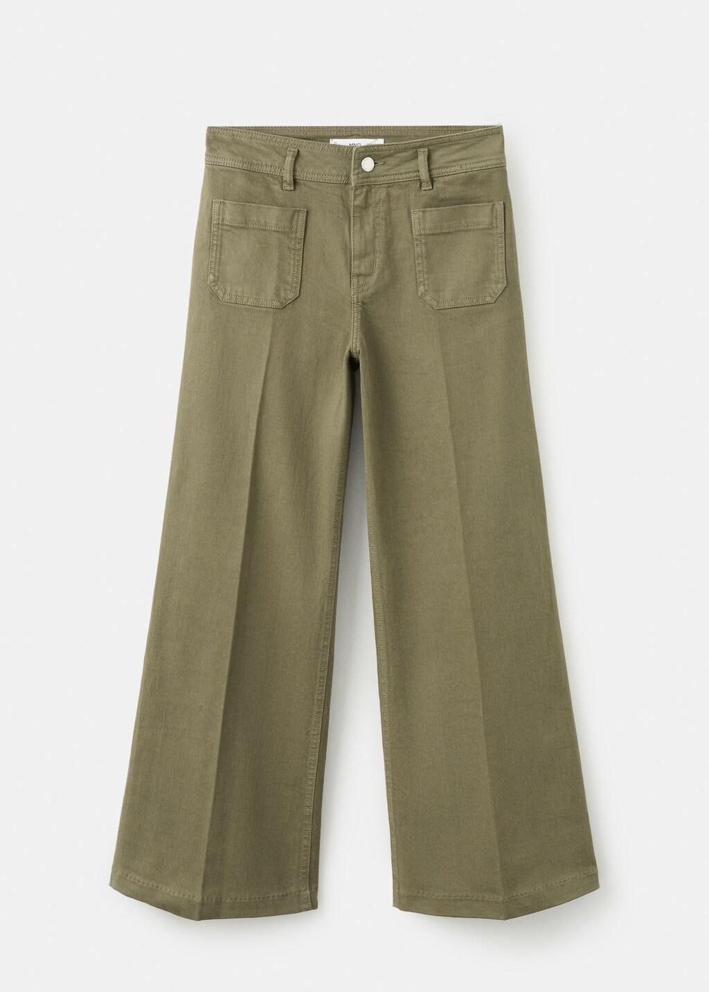 Khaki Wide-Leg Jeans With Pockets, 0201_37, large image number 6