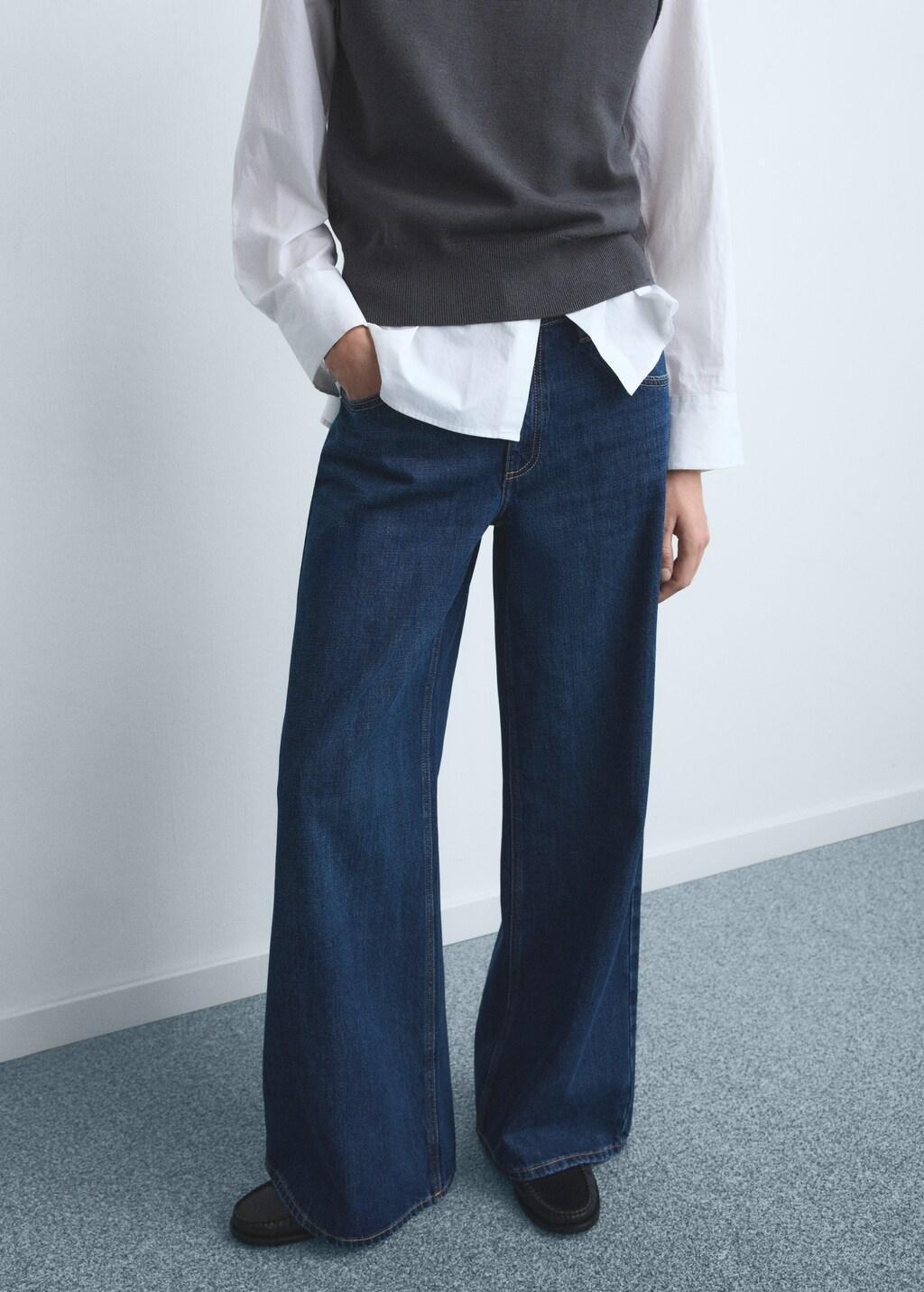 Blue Low-Rise Wide-Leg Jeans, 0201_TO, large image number 3