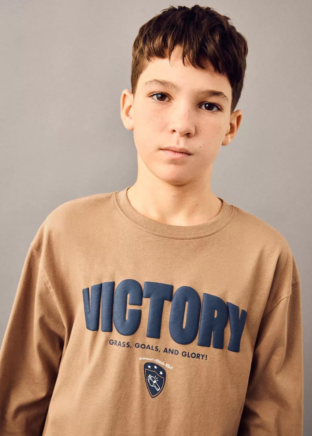 Brown Printed Cotton-Blend T-Shirt, Kids Boys, Dark Brown, medium