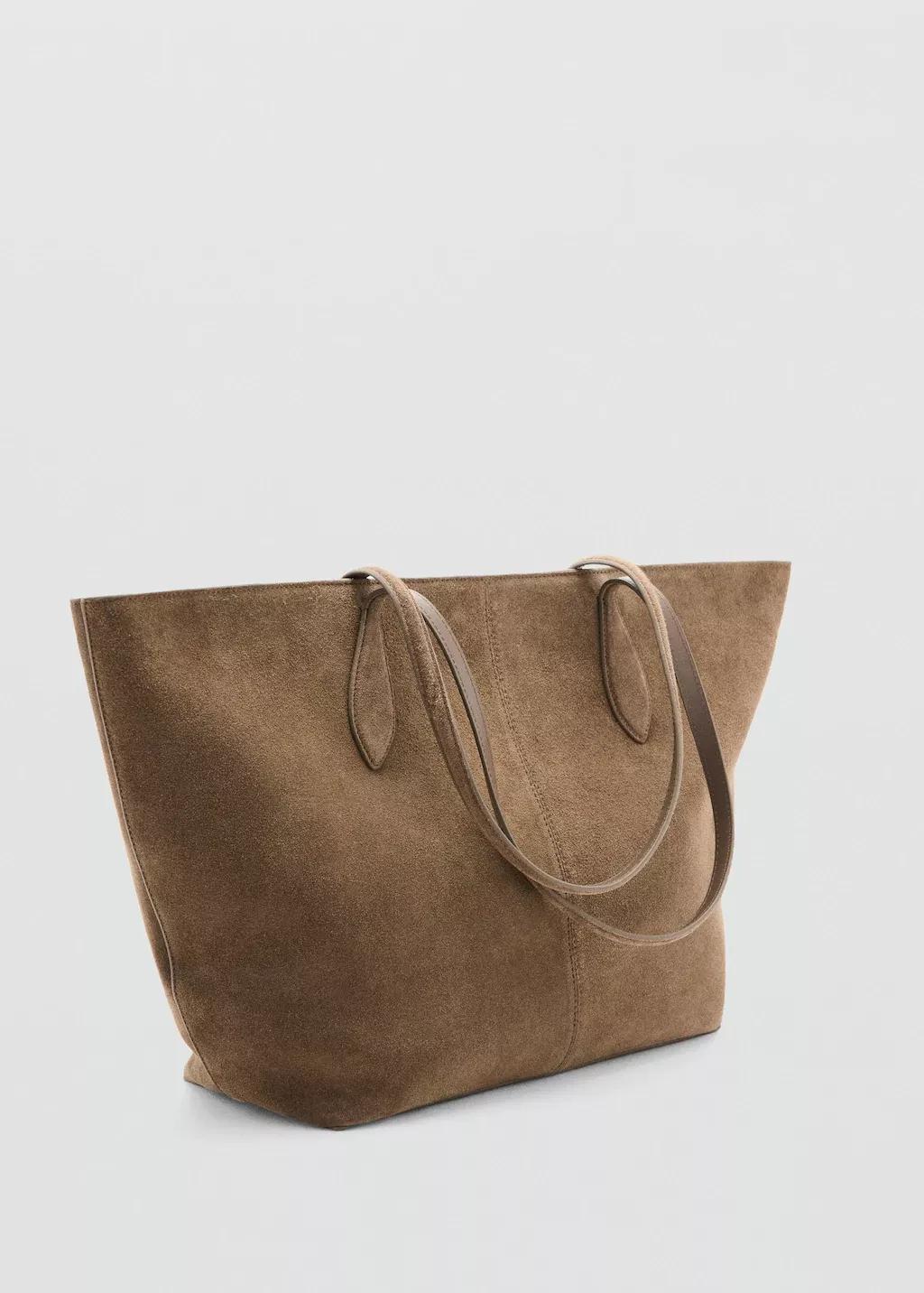 Brown Suede Shopper Bag, 0201_35, large image number 0