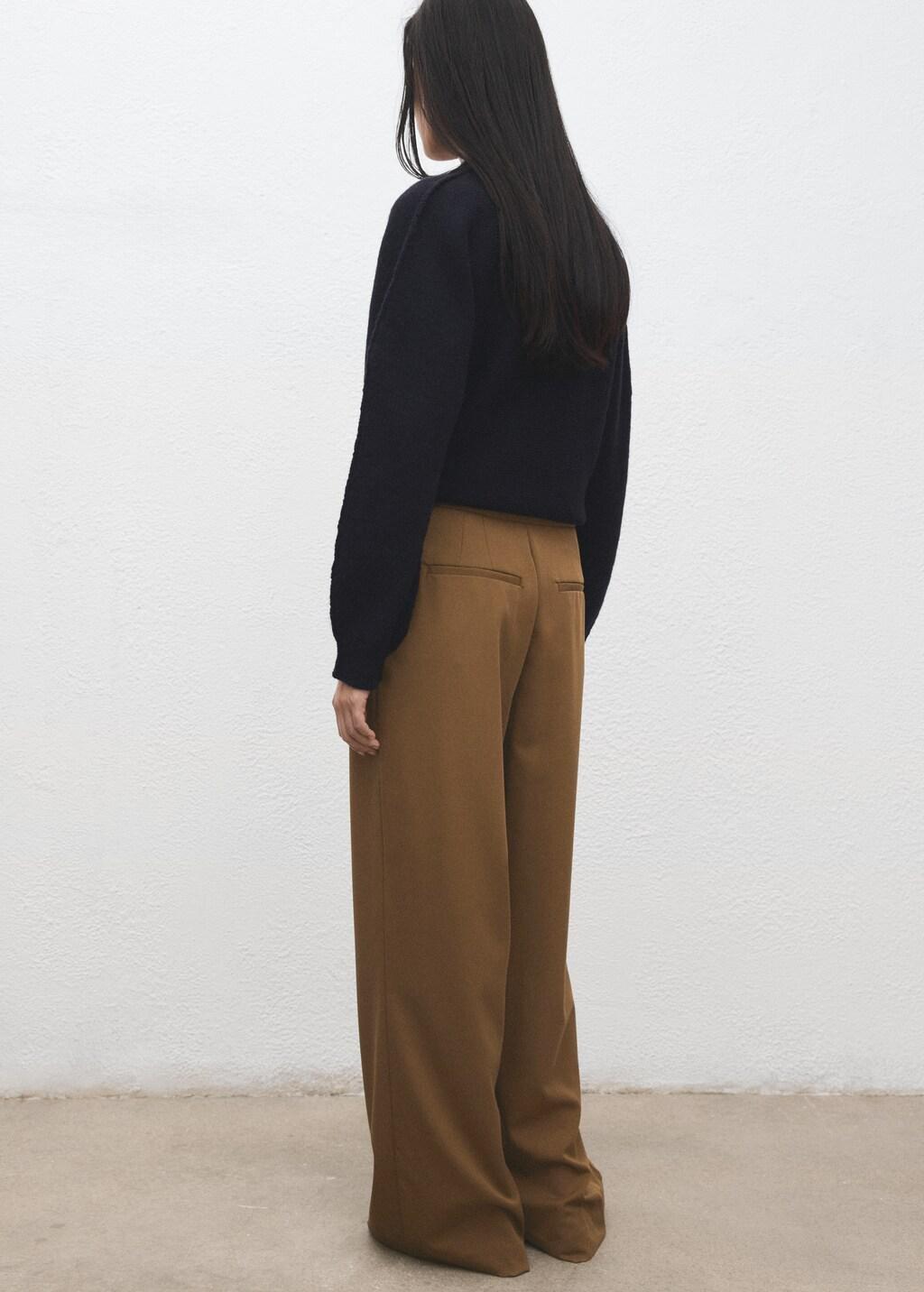 Brown Pleated Wide Leg Trousers, 0201_09, medium