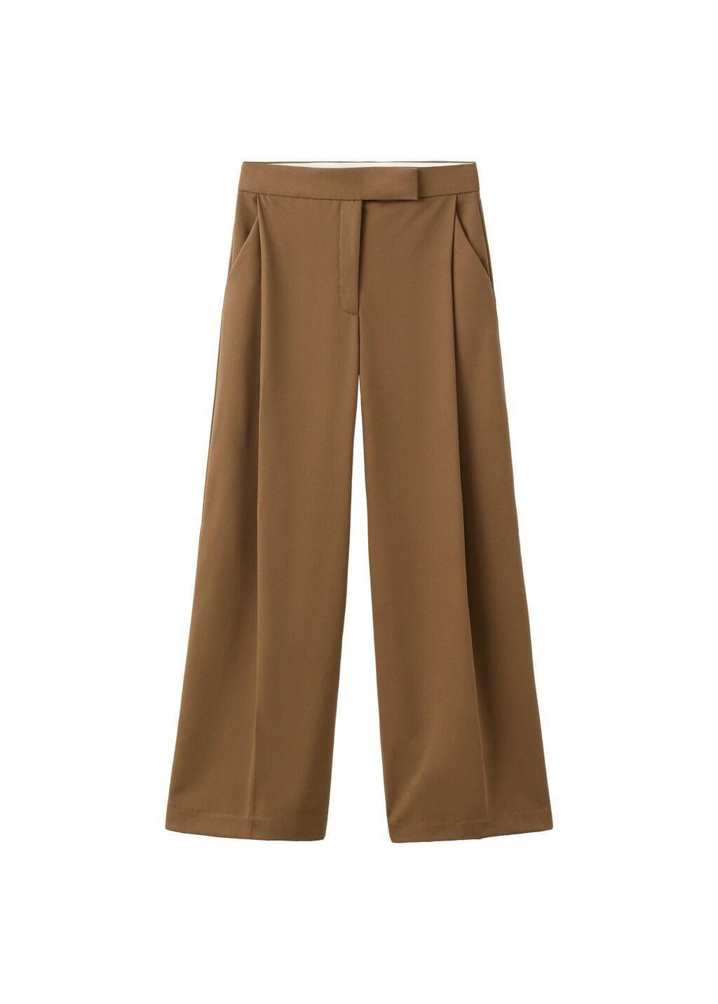 Brown Pleated Wide Leg Trousers, 0201_09, large image number 6