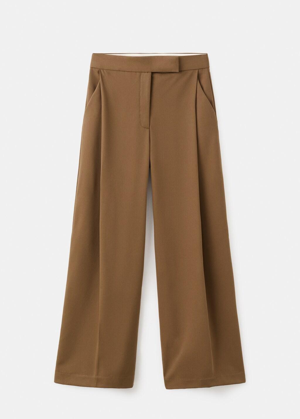 Brown Pleated Wide Leg Trousers, 0201_09, large image number 7