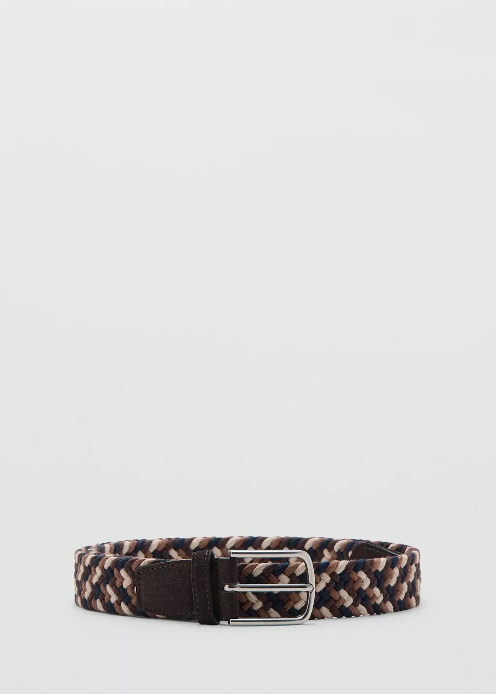Brown Braided Elastic Belt, Brown, large image number 3