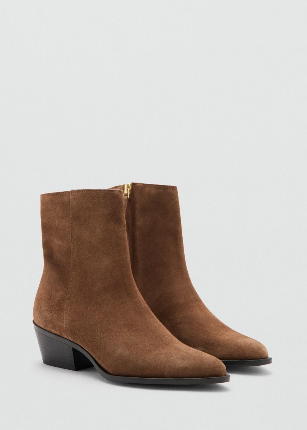 Brown Heel Suede Ankle Boot, 0201_09, large image number 1