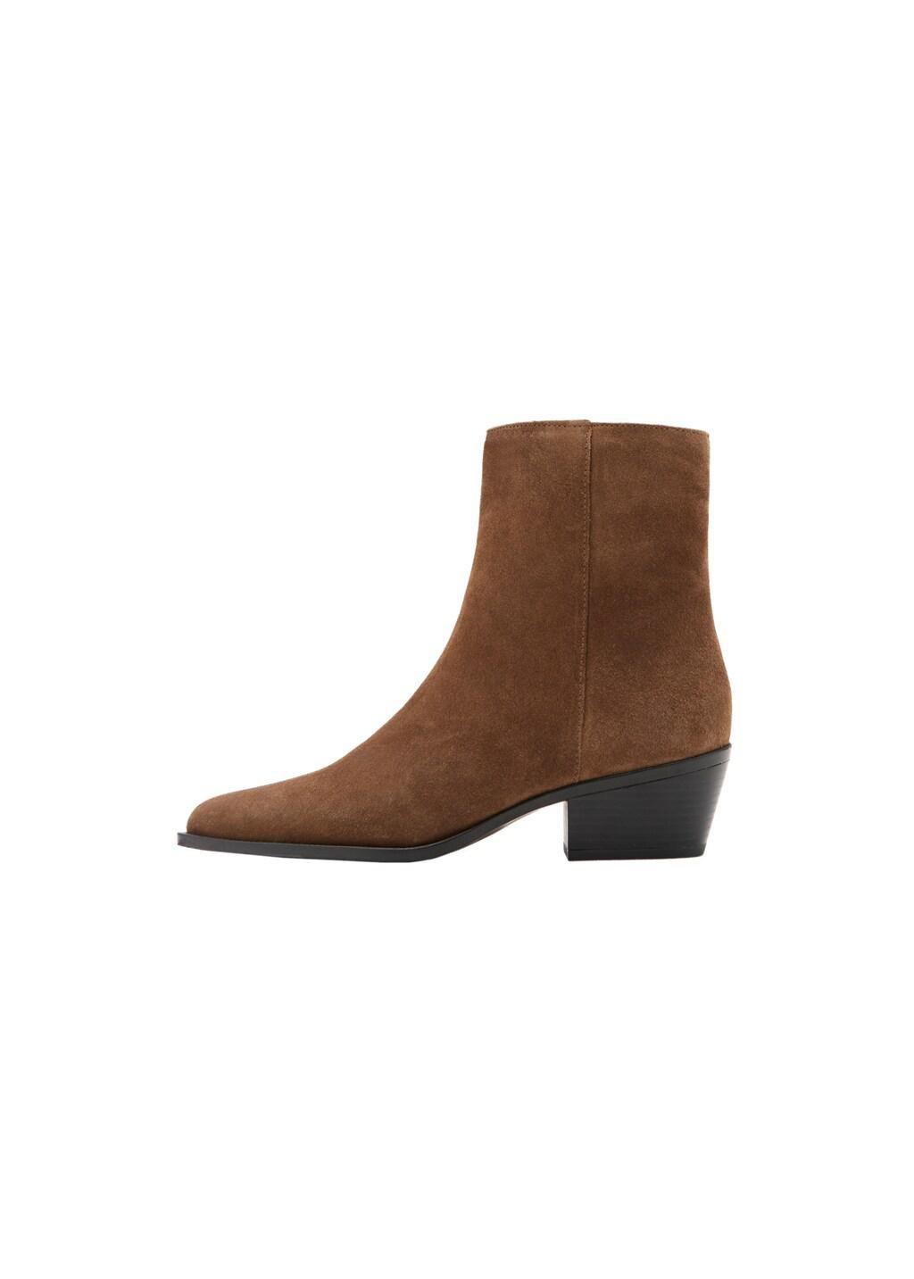 Brown Heel Suede Ankle Boot, 0201_09, large image number 3