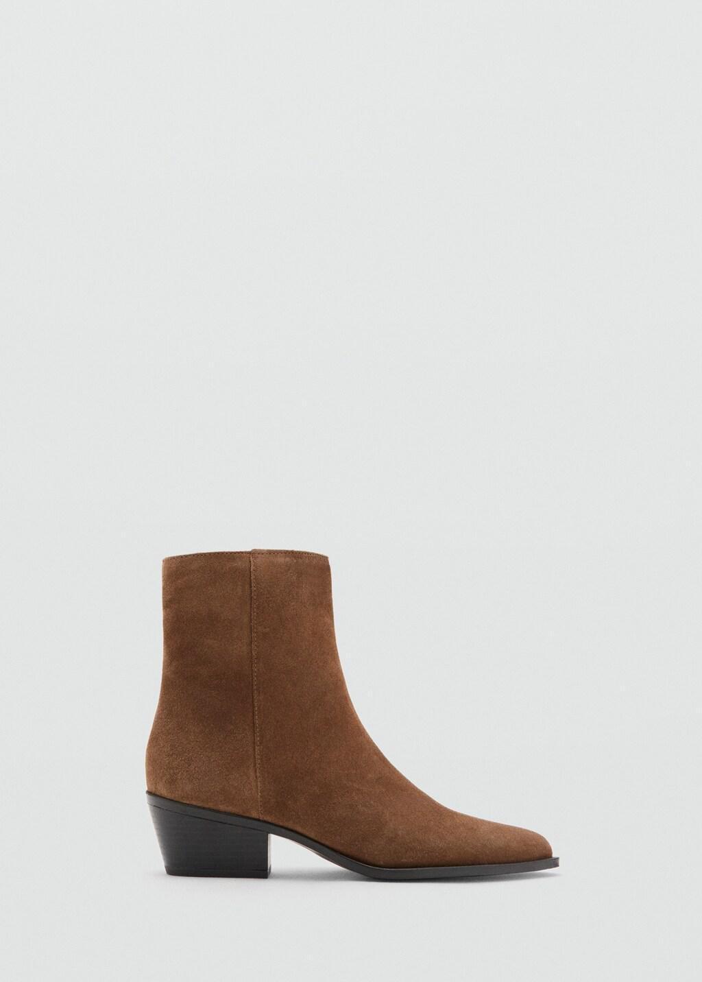 Brown Heel Suede Ankle Boot, 0201_09, large image number 4