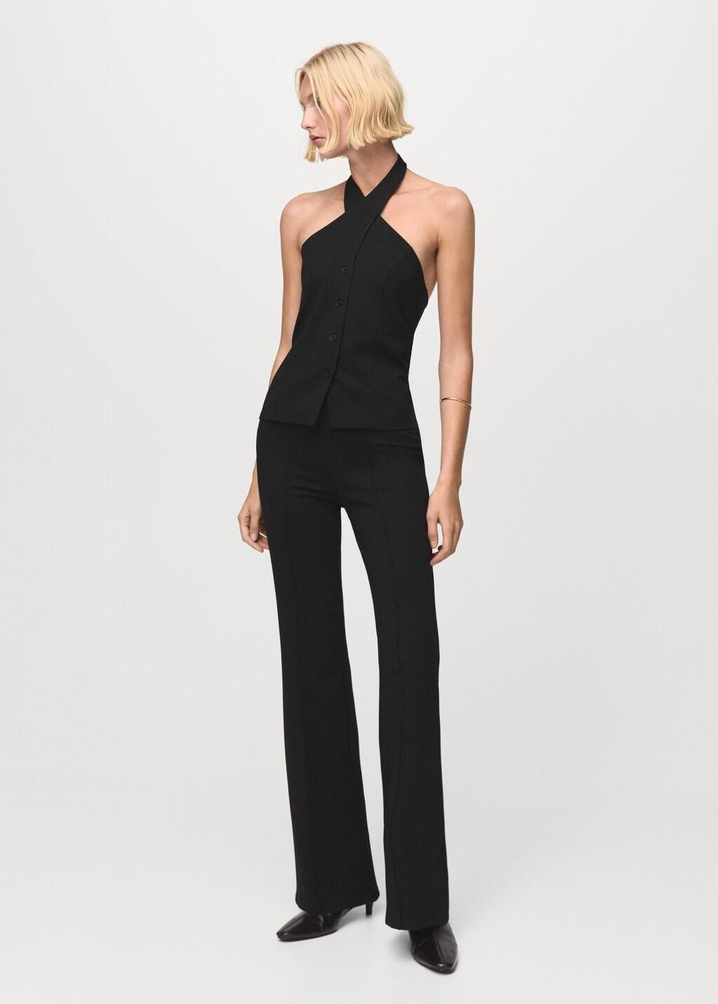 Black Leggings With Seam Detail, Black, large image number 0