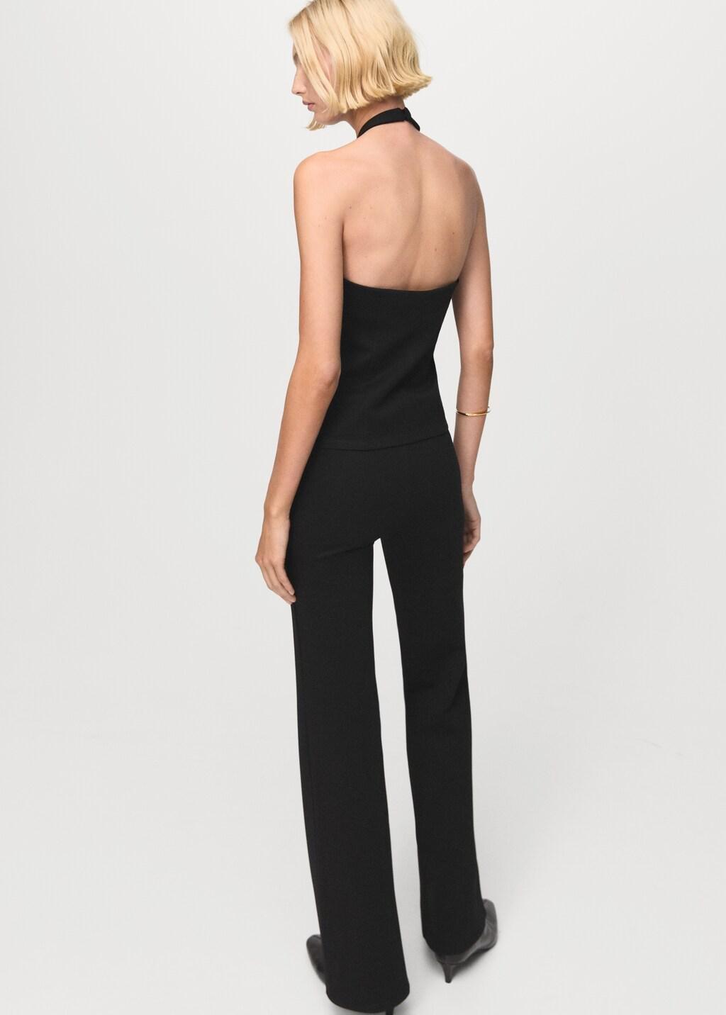 Black Leggings With Seam Detail, Black, large image number 2