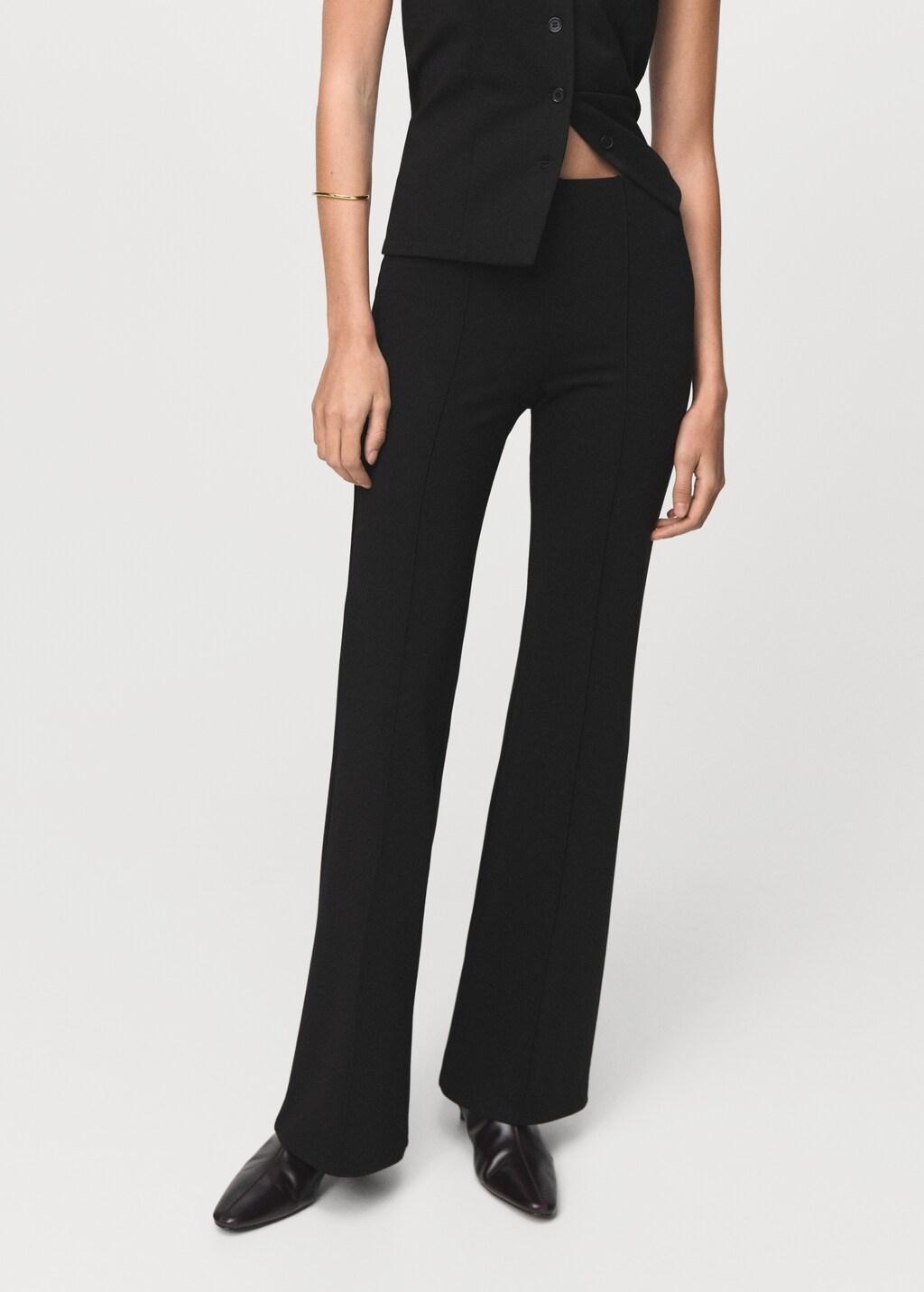 Black Leggings With Seam Detail, Black, large image number 3