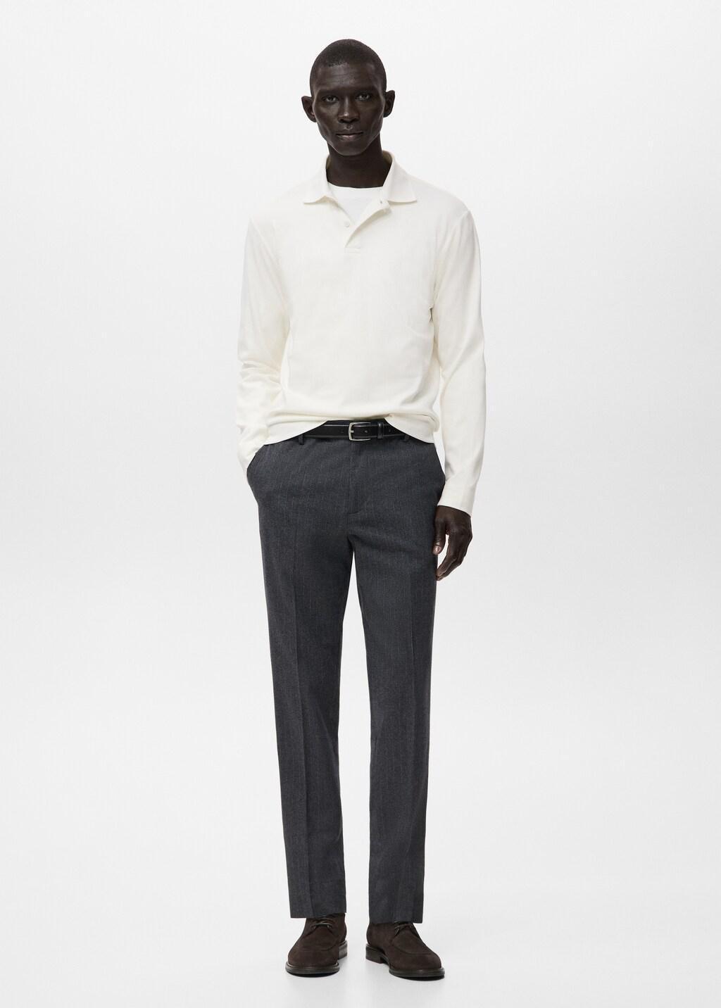 White Regular-Fit Knitted Polo Sweater, White, large image number 0