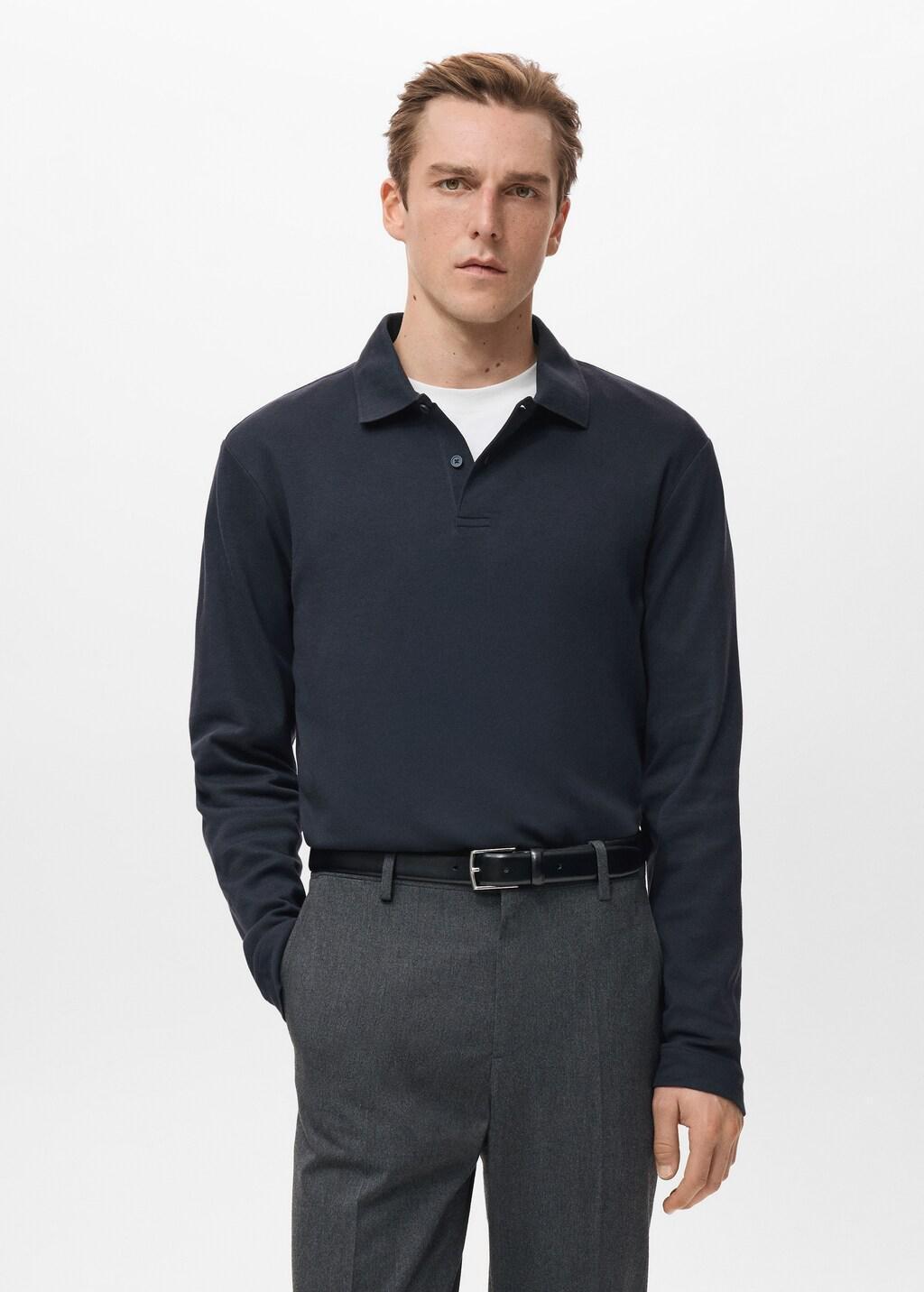 Navy Regular-Fit Knitted Polo Sweater, Navy, large image number 3