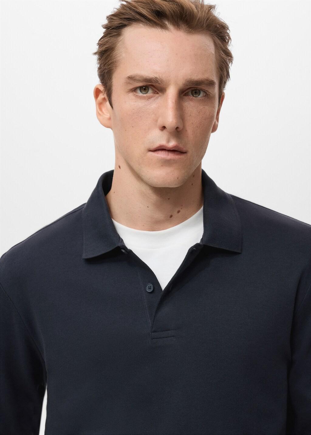 Navy Regular-Fit Knitted Polo Sweater, Navy, large image number 4