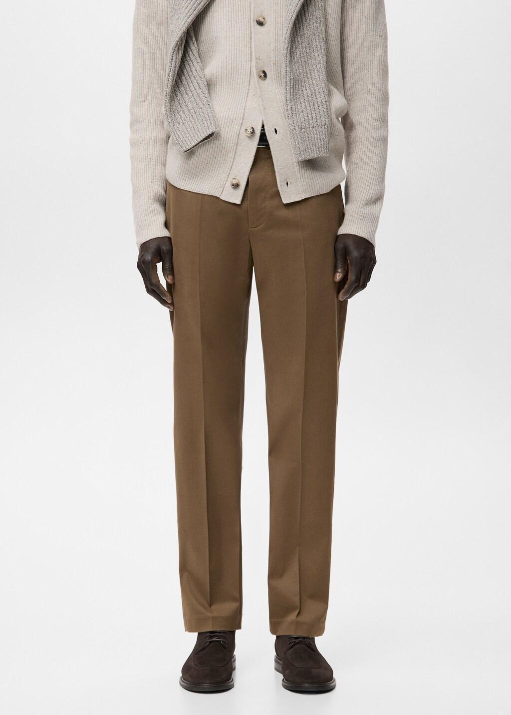 Brown Regular-Fit Cotton Trousers, Dark Brown, large image number 3