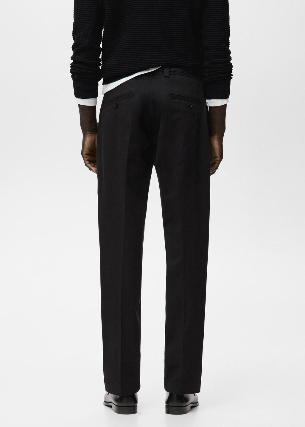 Black Regular-Fit Cotton Trousers, Black, large image number 2