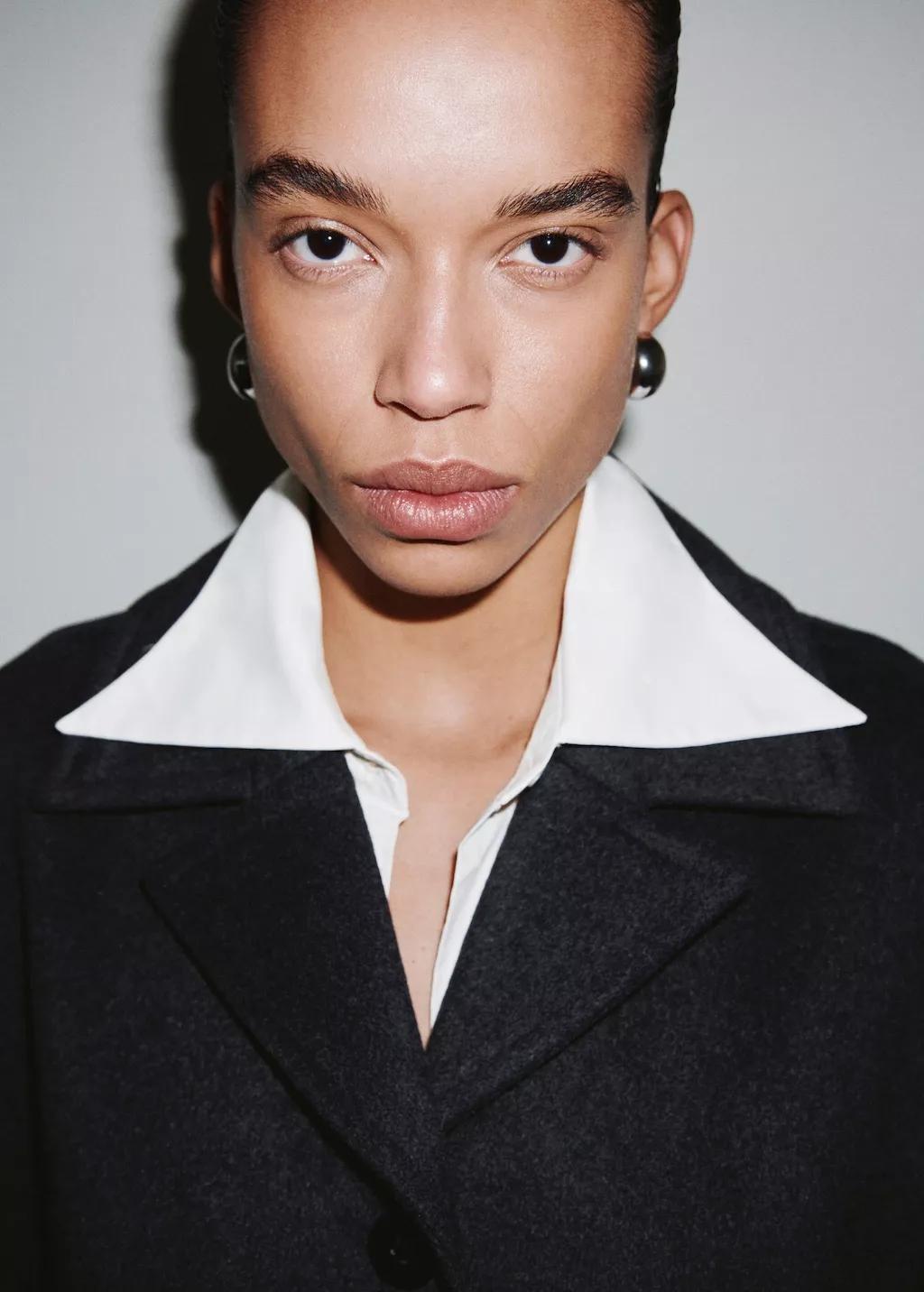 Grey Wool-Blend Coat With Button Fastening, 0201_92, large image number 4