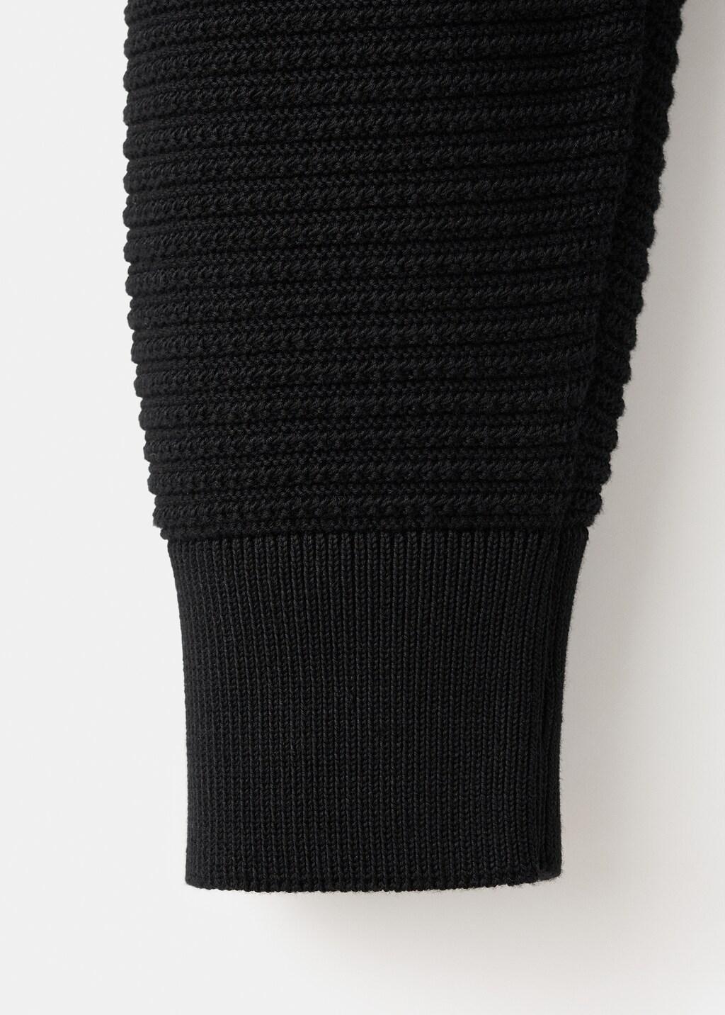 Black Structured Knitted Cardigan With Zip, Black, large image number 4