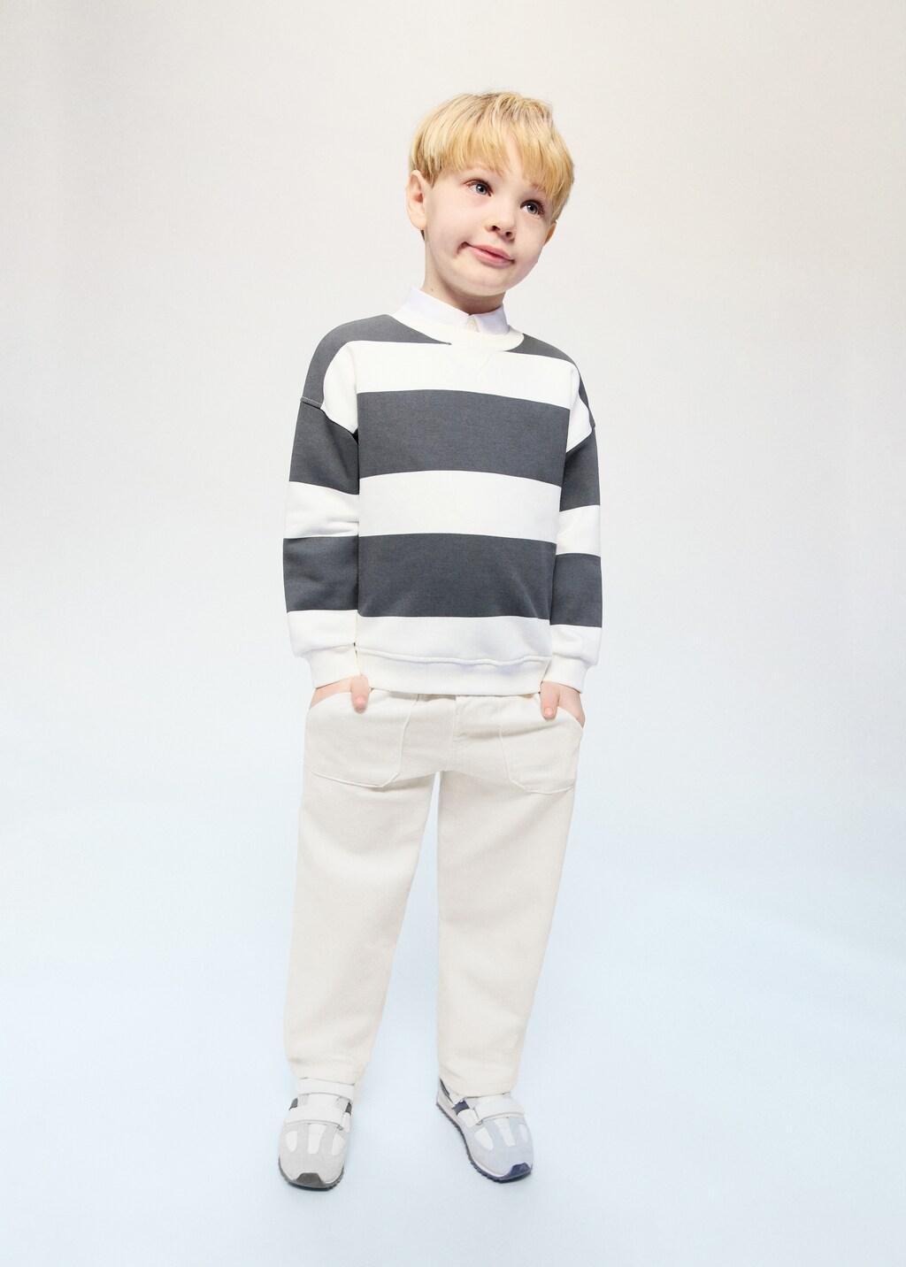 White Straight Jeans With Elasticated Waistband, Baby Boy, White, large image number 0