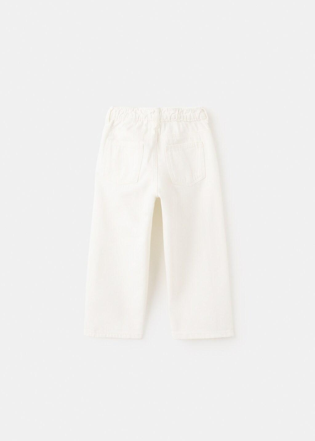 White Straight Jeans With Elasticated Waistband, Baby Boy, White, large image number 2