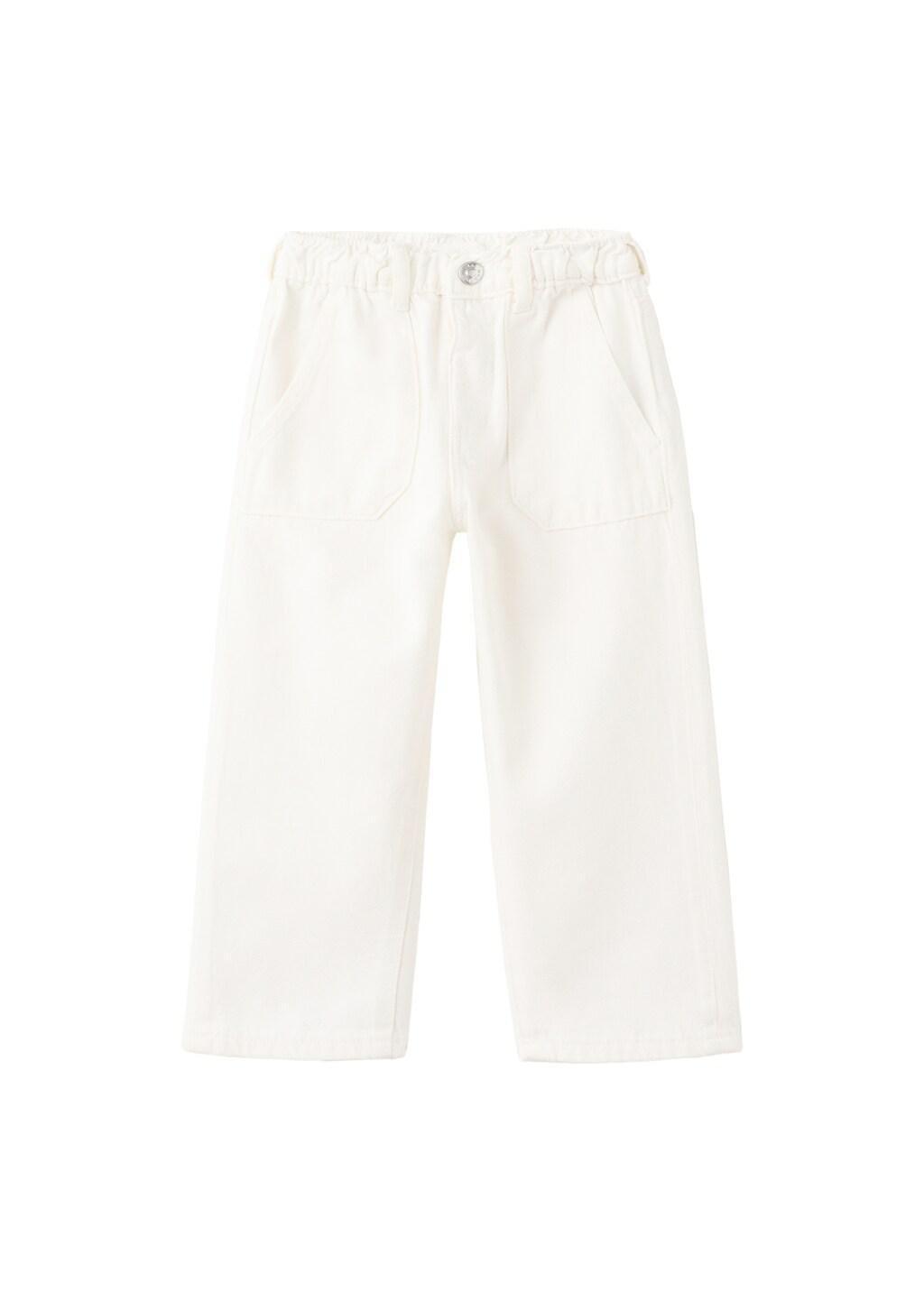 White Straight Jeans With Elasticated Waistband, Baby Boy, White, large image number 4