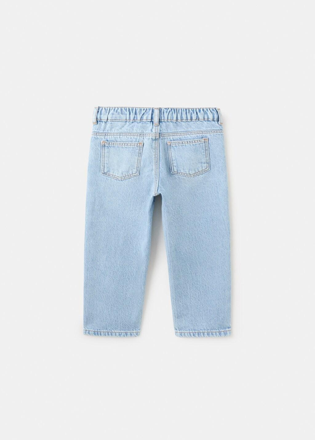 Blue Straight Jeans With Elasticated Waistband, Baby Boys, Open Blue, medium