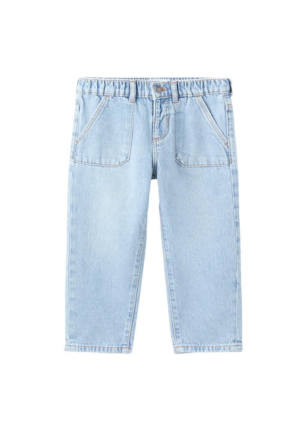 Blue Straight Jeans With Elasticated Waistband, Baby Boys, Open Blue, large image number 4
